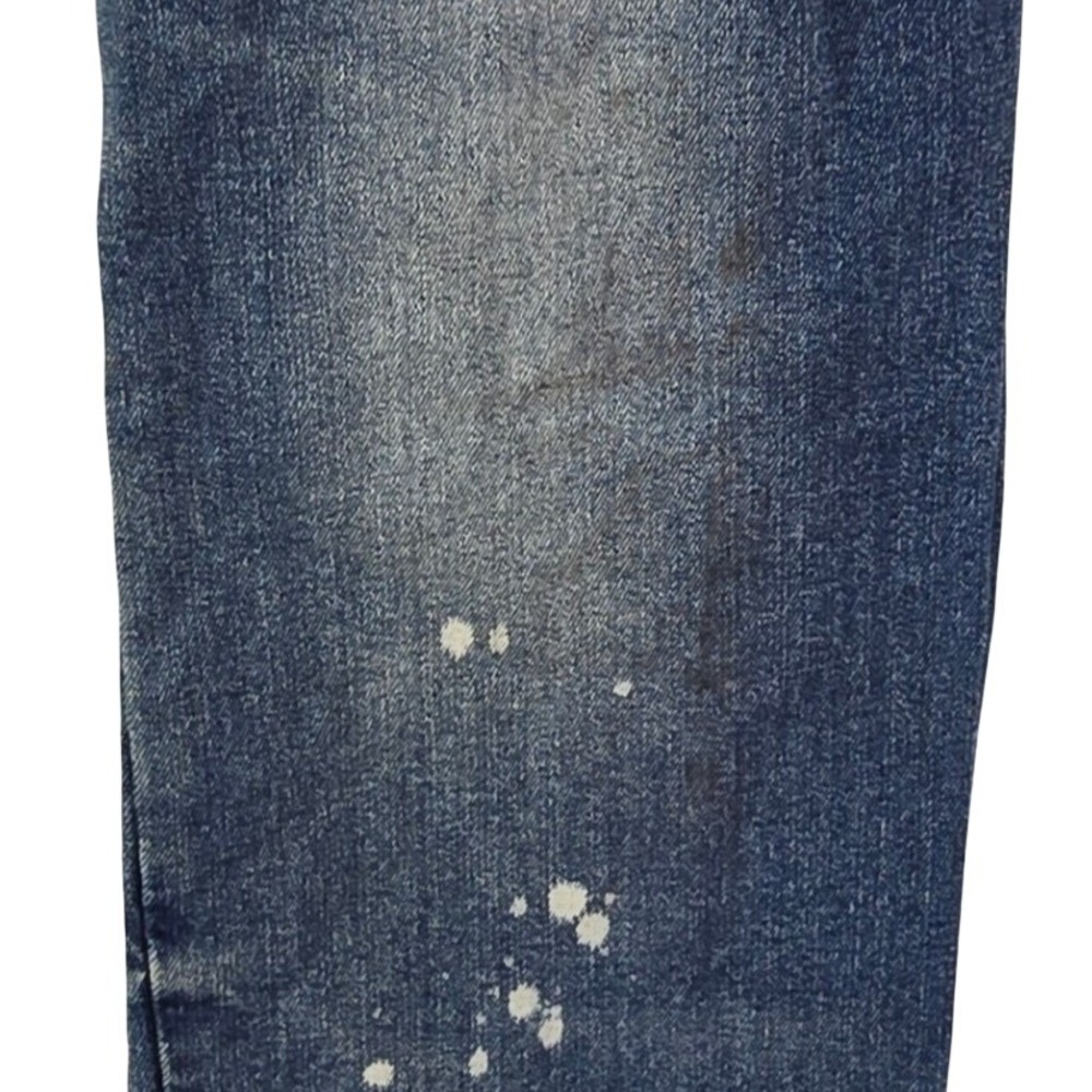 Smoke Rise Distressed Moto Jeans Mens 42x32 Blue Splatter Ripped Streetwear Y2K - Picture 4 of 11